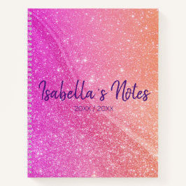 Hübsches Glitter Rosa-Orange-SpiralNotebook Notizbuch