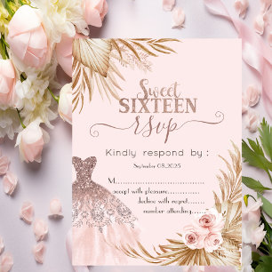 Hübsches Glitzer, Pampas, Rosa Sweet 16 UAWG Einladung