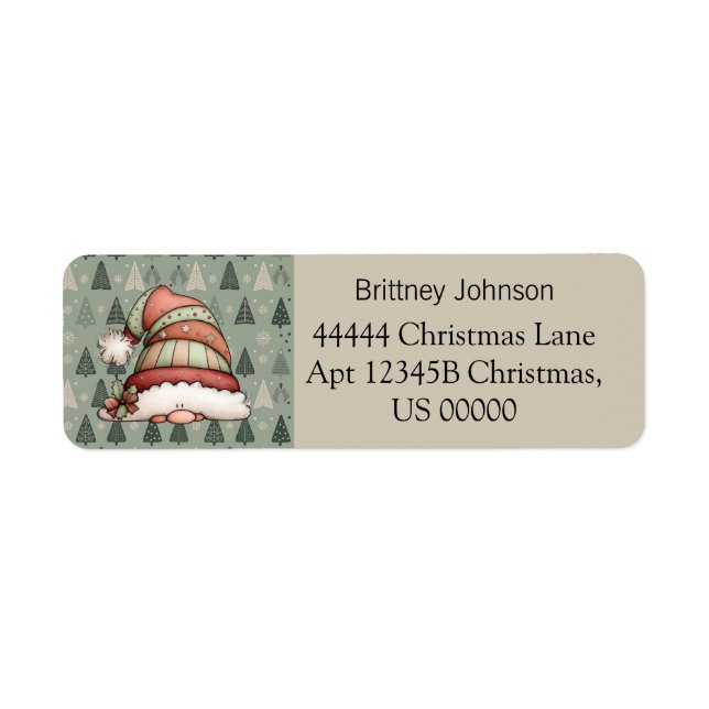 Hübsches Gnom-Christbaum-Muster Beige Adresse  (Vorne)