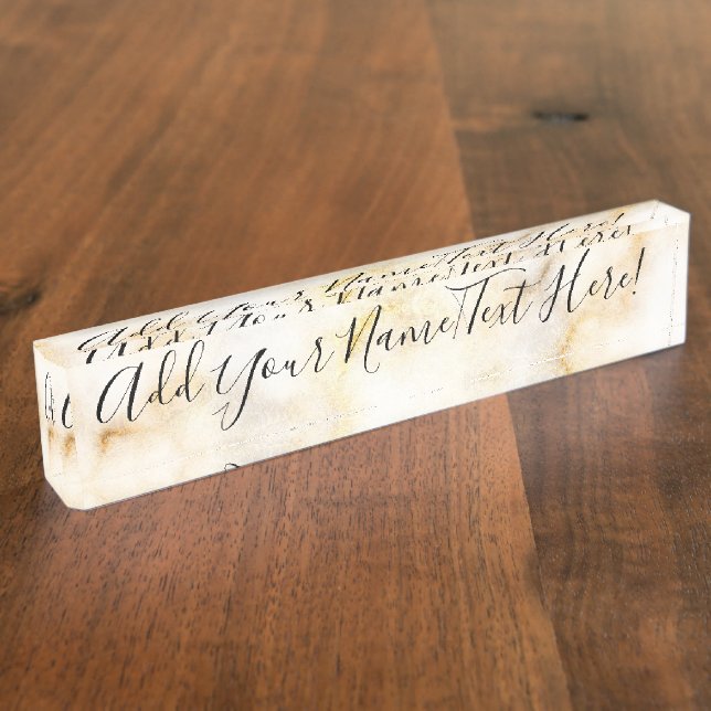 Hübsches Gold-Marmor-Muster Print Elegante Moderne Namensplakette (Seite)