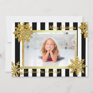 Hübsches Gold und Black Custom Foto Weihnachten Einladung