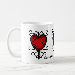 Hübsches gotisches rotes Herz addieren Ihren Name Kaffeetasse