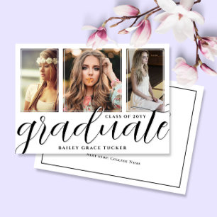 Hübsches Graduate Script, 3-Foto-Abschluss Ankündigung
