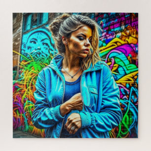 Hübsches Graffiti Urban Street Art Girl