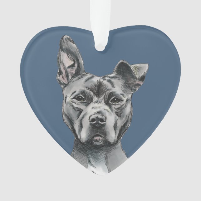 Hübsches graues Gruben-Stier-Terrier-Hundezeichnen Ornament (Vorderseite)