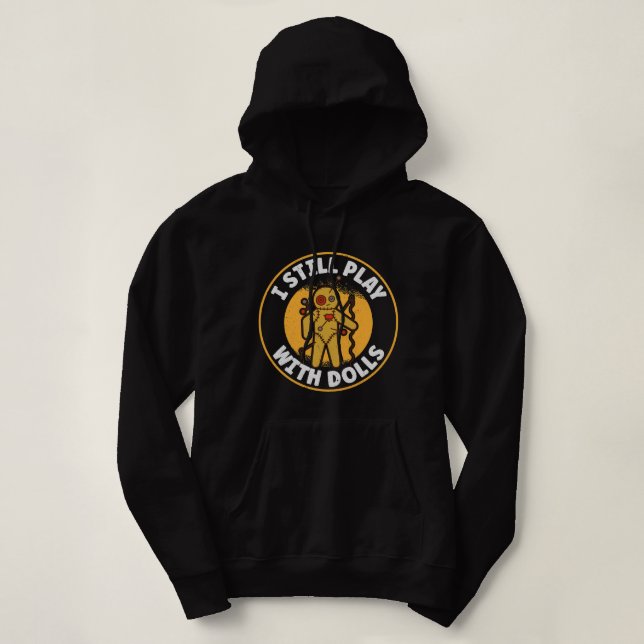 Hübsches, graues Halloween spiele ich mit Puppen Hoodie (Design vorne)
