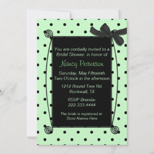 Hübsches Green & Black Polka Dot Brautparty Einladung