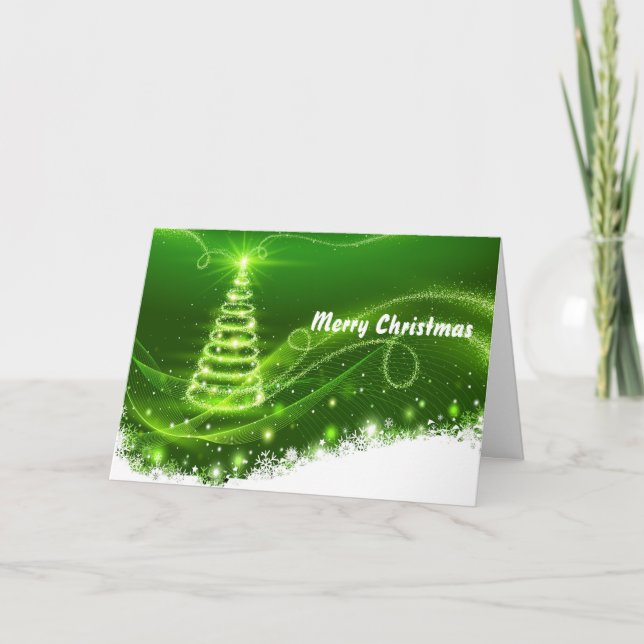 Hübsches Grüne Bäume Schnee Weihnachten (Vorderseite)