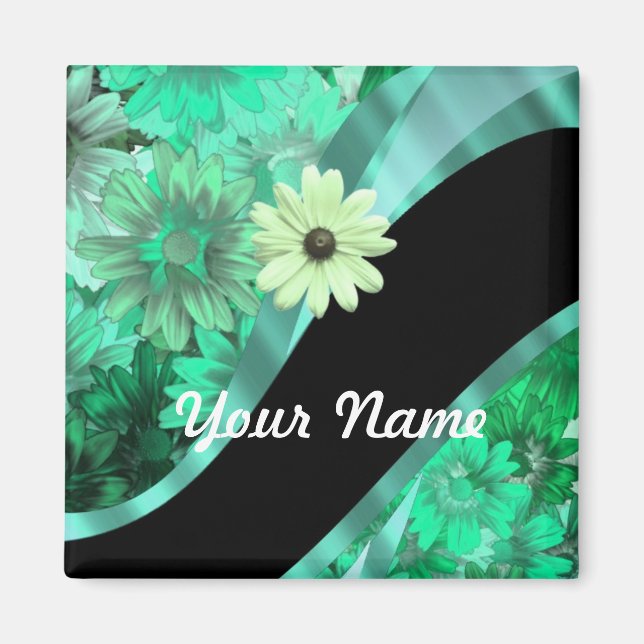 Hübsches grünes Blumenmuster Magnet (Vorne)
