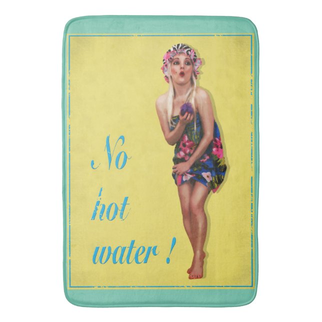 Hübsches Grünes, humorvolles Retro Pinup Girl Badematte (Vorderseite Vertikal)