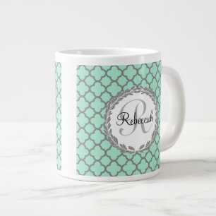 Hübsches Grünes und Graues Karton Jumbo-Tasse