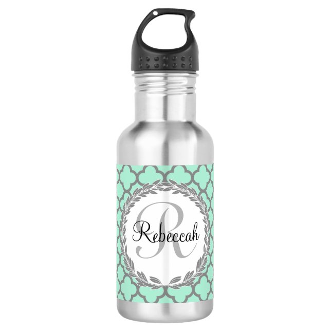 Hübsches Grünes und Graues Karton Trinkflasche (Vorderseite)