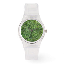 Hübsches Grüngras-Foto-Textur-Muster Spaß Armbanduhr