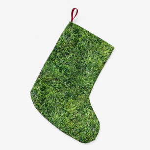 Hübsches Grüngras-Foto-Textur-Muster Spaß Kleiner Weihnachtsstrumpf