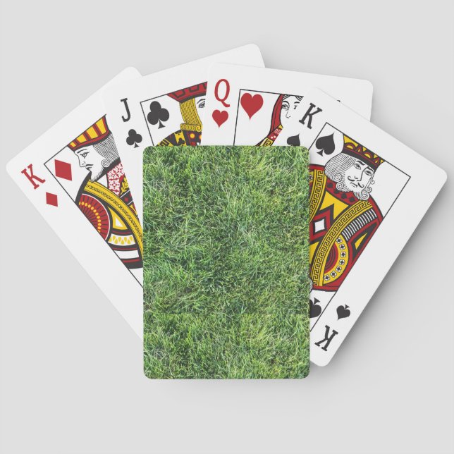 Hübsches Grüngras-Textur-Muster für Foto-Spaß Spielkarten (Rückseite)