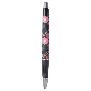Hübsches gürtelrosa Floral Silber Dots Grau Desi Kugelschreiber