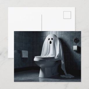 Hübsches Halloween-Geist in der Toilette Postkarte