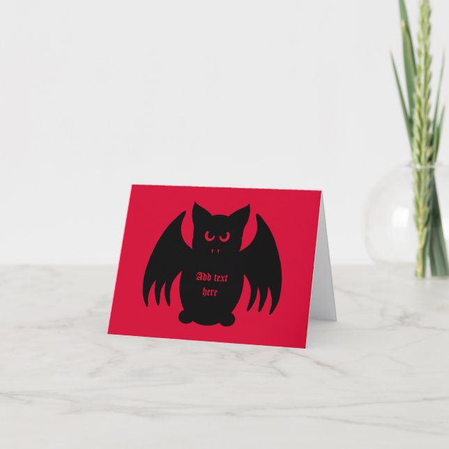 Hübsches Halloween-Vampir-Fledermaus in dunkelrot Karte (Vorderseite)