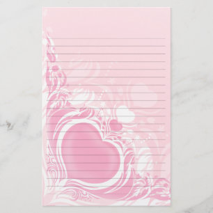 hübsches hellrosa Herz wirbeln Hochzeitspapier Briefpapier