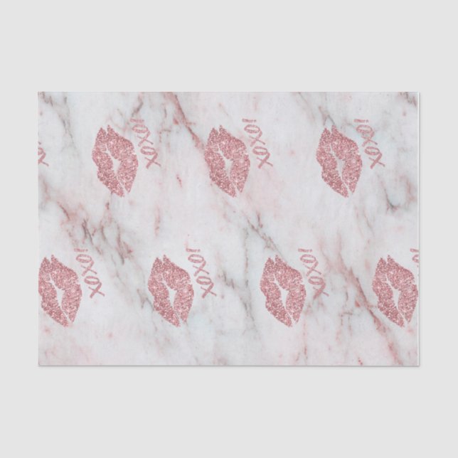 Hübsches Herz des Rosen-Imitat-Glitzer-XOXO Seidenpapier (Vorderseite)