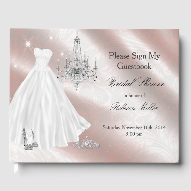 Hübsches Hochzeitskleid Brautparty Gästebuch (Vorderseite)