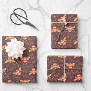 Hübsches Hummel-Muster Geschenkpapier Set