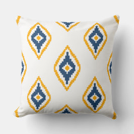 Hübsches Ikat-Musterdesign Blau und Gelb Kissen