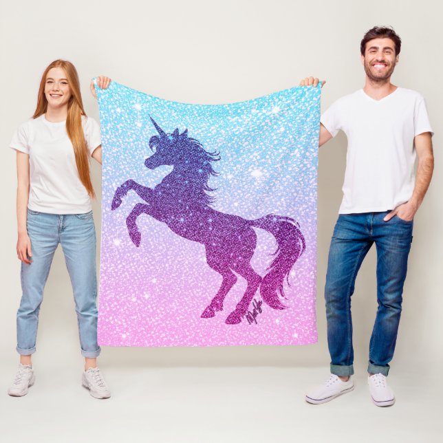 Hübsches Imitat-Glitzerunicorn-Fleece-Decke MEDIUM Fleecedecke (Beispiel)