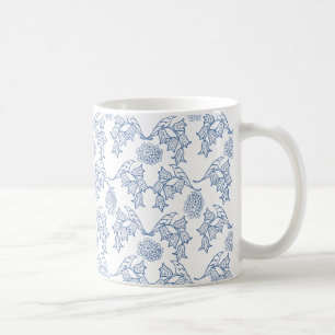 Hübsches Indigoblau auf weißem ethnischen Blumenmu Kaffeetasse