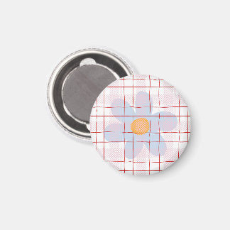 Hübsches Karo mit blauem floralem Mädchenkunstwerk Magnet