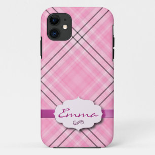 Hübsches Karo Rosa mit Namensschild Case-Mate iPhone Hülle