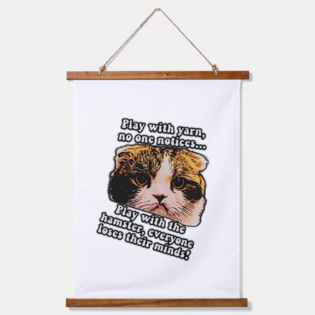 Hübsches Katzenmem für Katzen und Kätzchenbesitzer Wandteppich Mit Holzrahmen (Vorderseite)