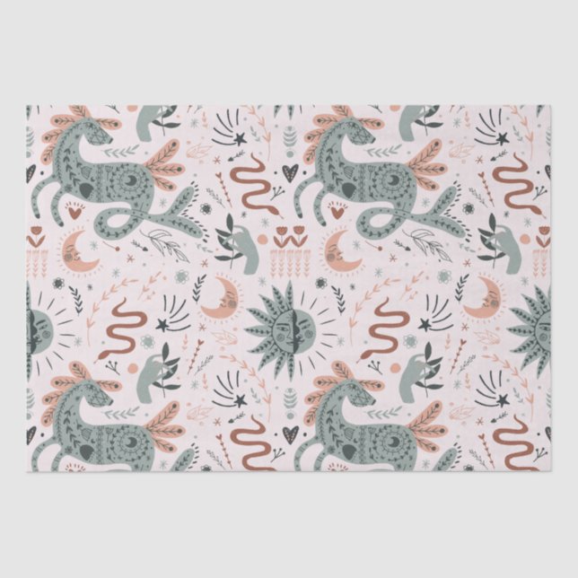 Hübsches Kindermuster in Rosa Moderne Wasserfarbe Seidenpapier (Vorderseite)