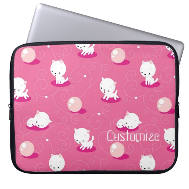 Hübsches Kitty Pink Kittens Pattern Laptop-Sieb Laptopschutzhülle (Vorderseite)