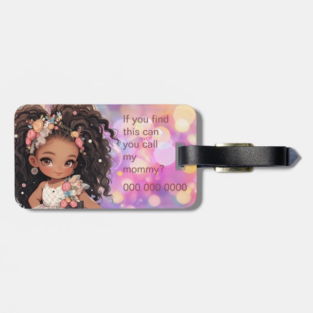 Hübsches kleines Mädchen Gepäckanhänger (Rückseite horizontal)