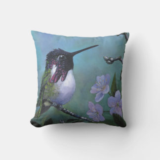 Hübsches Kolibri-Kissen Blaue Blumen Zweig Kissen