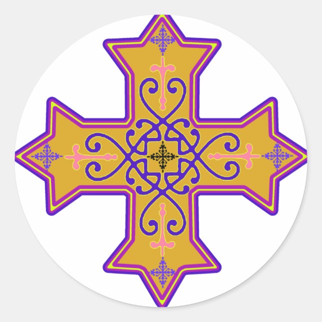 Hübsches koptisches Kreuz Runder Aufkleber (Vorderseite)