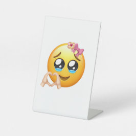 Hübsches lächelndes Emoji-Tischschild für das Büro Sockelschild