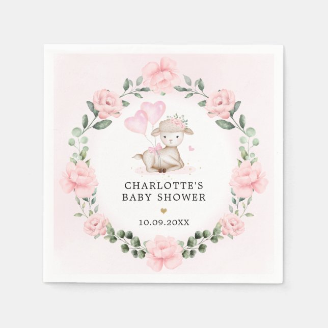 Hübsches Lamb Baby Pink Blumenspülung Favoriten Serviette (Vorderseite)