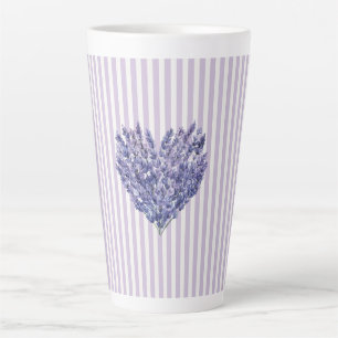 Hübsches Lavendel Weiß Streifen Herz Milchtasse