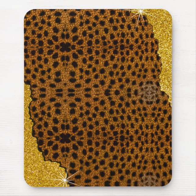 Hübsches Ledermotiv Cheetah Tierdruck mit Glitzer Mousepad (Vorne)