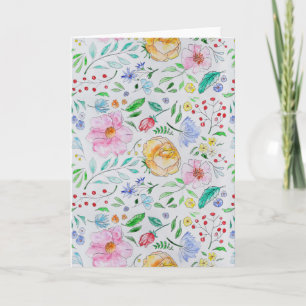 Hübsches, leichtes Aquarell-Blumen- und Knospenmus Karte