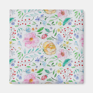 Hübsches, leichtes Aquarell-Blumen- und Knospenmus Magnet