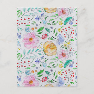 Hübsches, leichtes Aquarell-Blumen- und Knospenmus Postkarte