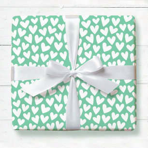 Hübsches Liebesherzmuster Mintweiß Valentinstag Geschenkpapier