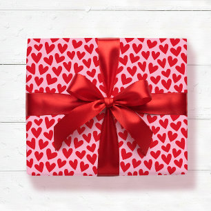 Hübsches Liebesherzmuster Rosa Rot Valentinstag Geschenkpapier