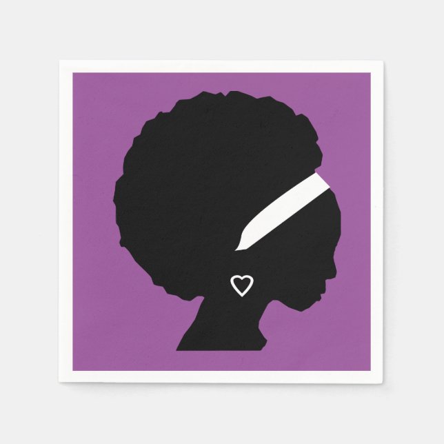 Hübsches Lila Afrohaar Serviette (Vorderseite)