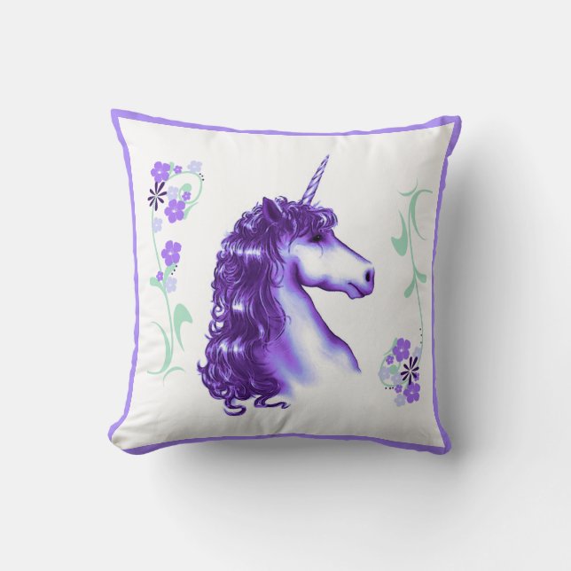 Hübsches Lila Einhorn-Kissen Kissen (Vorderseite)