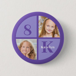 Hübsches Lila Foto Benutzerdefiniertes Kindergebur Button