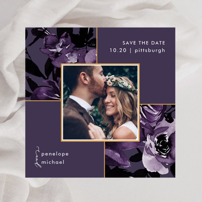 Hübsches Lila Foto Save The Date (Von Creator hochgeladen)